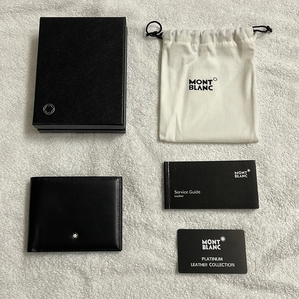 Genuine Mont Blanc 14548 mens Meisterstuck smooth black leather 6cc wallet new